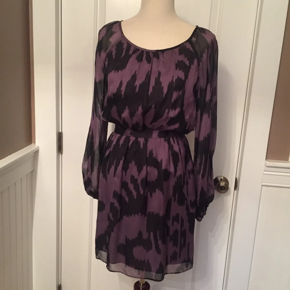 SHOSHANNA DRESS BLOUSON MINI PURPLE BLACK SILK Size 2